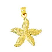 14K Gold Starfish Sealife Pendant