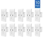 10 PK Dual USB Port Wall Socket Charger AC Power Receptacle Outlet Plate Panel