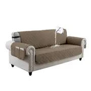 Sofa Slipcover Waterproof Couch Cover Non-Slip Sofa Cover for 1/2/3 Cushion Couch Seamless Whole Piece Fabric Furniture Protector for Pets Kids Children Dog Cat, Taupe