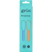 Grin 100% Recycled Plastic Tongue Cleaner Orange, Blue 2pk