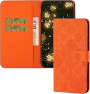 [QIWEIQING] Compatible with Samsung Galaxy A04S Leather Flip Case Mobile Phone Cases Mobile Phone Case with Lanyard, Stand Foldable Protective Flip Case for Samsung Galaxy A04S. Orange XCH