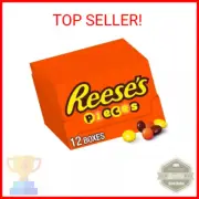 REESE'S PIECES Peanut Butter in a Crunchy Shell, Candy Boxes, 4 oz (12 Count)