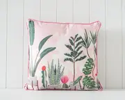 Rayell Indoor Square Cushion Plant Town Print Home/Lounge Decor Pink 45x45cm