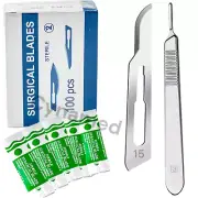 100 Scalpel Blades #15 + Scalpel Handle #3 Surgical Dental ENT Instruments