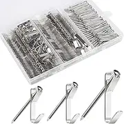 184 Pieces Picture Hanging Kit, 20lb, 30lb, and 50lb Picture Hangers, Metal Picture Hanging Hooks with Nails, on Drywall, Wooden Wall (Silver)