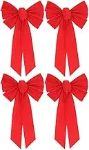 4 pcs red Bows for Wreaths Outdoor Burlap Flowers Outdoor Bows Christmas Hanging Bow Xmas Tree Bow Christmas Wreath Bow Small Christmas Bows Christmas Decor Decorations On The Door