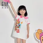 GAP 兒童裝 GAP X 汪汪隊立大功聯名 LOGO純棉印花翻領短袖洋裝(1-9歲)-白色(545571)