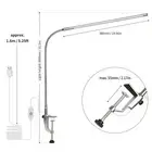 H USB Clip-on Desk Lamp White Lighting Touching Control Dimmable LEDs New