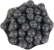 AsVrai U 100pcs 6mm Natural Black Volcanic Lava Gemstones Loose Spacer Round Stone Beads for Jewelry Making Necklaces Bracelets