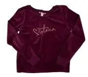 Victoria’s Secret Velour Lounge Maroon Sleep Top Open Split Back Medium NWT
