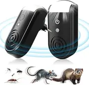 Mouse Repellent Ultrasonic Test Winner Pack of 2 Night Light Mosquitoes Repellent Bedroom Ideal Mouse Repellent Mobile Mouse Repellent Against Rats Mosquitoes Pest Control Mouse Trap (Black)