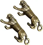 [Tofficu] Brass Tiger Charm Diy Keychain Accessory 2pcs Vintage Jewelry Charms for Craft Decorations and