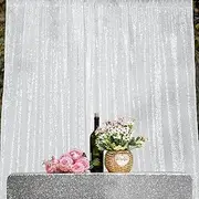JYFLZQ White Sequin Backdrop Curtain 10x10ft(WxH) 1 Panel Glitter Sequence Backdrop for Parties Photo Booth Photography Background Drapes for Wedding Birthday Baby Showers