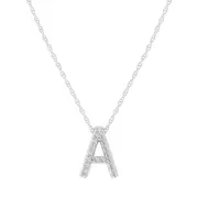 Diamond Initial Slider Necklace in Sterling Silver