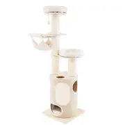 Costway 187CM Cat Tower Wooden Cat Scratching Post Condo House Tree Natural