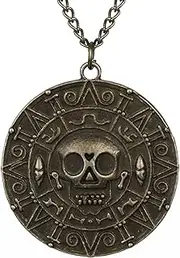 [ZKBKJSPZJB] Classic Skull Necklace Pirates of The Caribbean Movies Cursed Aztec Coin Jewelry for Men Choker