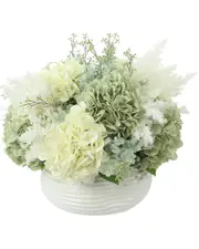 Creative Displays Teal & White Hydrangea with Pampas Grass Floral Arrangement