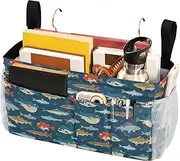 Bedside Table Caddy Dorm Bed Bag for Remotes Phone,College Dorm,Camp,Baby Bed Rails Colorful Fish