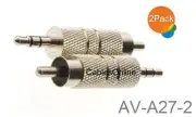 2-Pack 3.5mm 1/8" TRS Stereo Male to RCA Male Metal Adapter, AV-A27-2