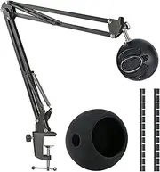 SUNMON Snowball iCE Mic Boom Arm Stand with Pop Filter, Compatible with Blue Snowball Ice USB Microphone with Cable Sleeve by