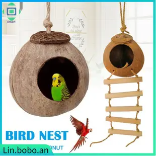 Birds Coconut Shell Breeding Nest Parrots Hamster Climb Ladd