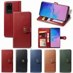 SAMSUNG 純色皮革翻蓋手機殼三星 GALAXY S8 S9 PLUS S10 S10 + PLUS S10PLUS