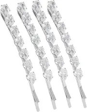 NOLITOY 4pcs Rhinestone Clip Hair Diamonds Rhinestone Jewelry Barrette Rhinestone Hair Comb Rhinestone Snap Clips for Hair Barrettes Hair for Buns Wedding Hair Pin Rhinestones Silver