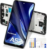 for Samsung Galaxy A52 4G LCD Screen Replacement for Galaxy A52 4G SM-A525 A525F A525M LCD Display Touch Digitizer Glass Assembly Replacement with Tools (Black with Frame)