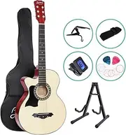 38 Inch Acoustic Guitar Left Handed Classical Folk Guitar Left Hand Guitar Bonus CAPO, Strap, Tuner, Pick ALPHA - Blue