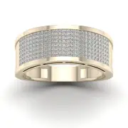 14k Yellow Gold Round Cut 0.6Ct Diamond Wedding Band Ring Size 9 Clarity I2