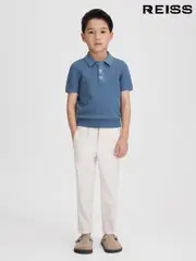 Reiss Cornflower Blue Pascoe 9-13 yrs Textured Modal Blend Polo Shirt (K81510) | $75