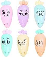 MWZBTG Highlighter Mix, Set of 6 Highlighters with Quick-Drying Carrot Shape, Bright Quick-Drying Markers with Chisel Tip, Fluorescent Pens for School, Office & Study, for Marking &