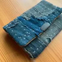 在飛比找蝦皮購物優惠-日本帶回 日本職人 手作 刺子 藍染 老布 boro 皮夾 