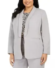 NEW CALVIN KLEIN GRAY TWILL OPEN FRONT CAREER JACKET BLAZER SIZE 18 W WOMEN $149