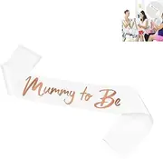 XUTONG Mummy to Be Sash, White and Gold Foiled Baby Shower Satin Sash Mum to Be Sash Baby Shower Favour Party Supplies with Featuring Beautiful White Ribbons and Gold Foil Text