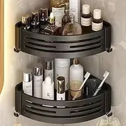 Shower Caddy Shelf 2Pack Bathroom Organiser Large Storage Corner no Drill Self Ashesive Shelves,Bust-Proof Hevy Duty Bath Suction Shower Caddy Organizer Rack (Black)