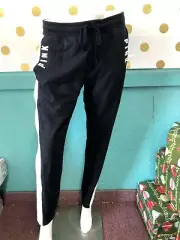 Victoria's Secret Pink Collegiate Pant Sweatpant Black Side Stripe NWT