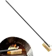 Generic Pizza Oven Brush, Brass Bristle Stone Scrubber, Heat-Resistant Cleaning Tool, Stainless Steel Grill Brush with Scraper, Long Handle for Pizzerias and Professional Kitchens