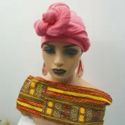Stretch Head Wrap Scarf Head Women Turban Stretch Jersey Knit Long Hijab Pink