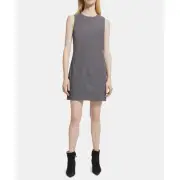 Theory Easy A-Line Shift Sleeveless Textured Stretch Greystone Mini Dress 4 NWT
