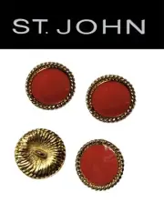 St John Knits (0.6 Inch) Gold Tone Nantucket Red Round Buttons