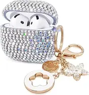 Cute Jewelry Case Compatible Airpods 4 Cases 2024 Cover Women, Hard TPU Airpod Case 4th Generation Glitter iPods 4 Case with Bling Keychain for iPods Earbuds Airpods 4 【Colorful】