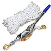 3/4 Ton Rope Puller with 100ft of 0.6in Diameter Rope Come Along Winch 2 Hook...