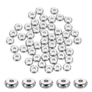 100 Pcs Stainless Steel Spacer Beads, 5mm Flat Round Metal Heishi Bead, Silver