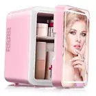 Skincare Fridge, Mini Fridge with Dimmable LED Morror, 4L Makeup Fridge for