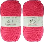 JubileeYarn Simply Chunky Yarn - Bulky Acrylic - Hot Pink - 2 Skeins