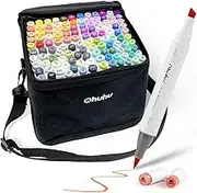 Ohuhu Brush Markers, 120-colour Double Tipped Art Marker Set, Brush & Chisel, Alcohol Markers for Coloring Illustration, 1 Alcohol-based Blender Included, Honolulu Series, Great Gift Idea
