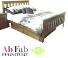 BANKSIA DOUBLE TIMBER BED FRAME WITH 2 UNDER BED STORAGE DRAWERS IN SMOKEY ASH