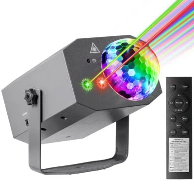 Dj Party Disco Ball Lights with Pattern and Sound Activated 10 ft USB Cable L...