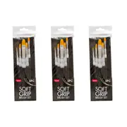 3x 5pc Jasart Soft Grip Acrylic Painting Synthetic Bristles Filbert Brush Black